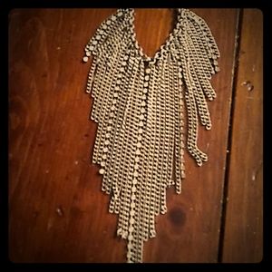 Vintage chain & crystal leather necklace choker